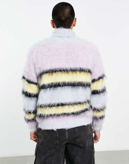 ASOS Design Oversized Fluffy Stripe Sweater