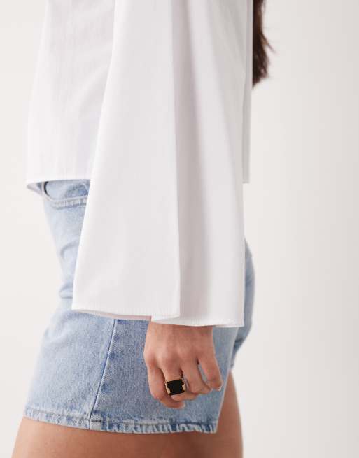 ASOS DESIGN extreme flute sleeve top in white, 2 of 4