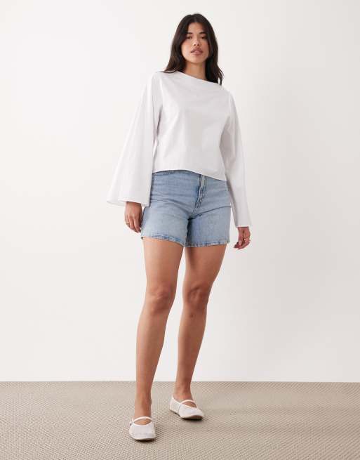 ASOS DESIGN extreme fluted sleeve top in white, 3 of 4