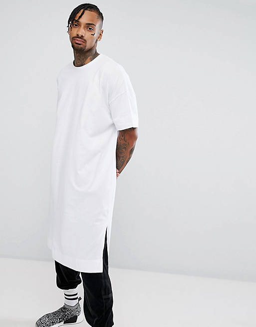 ASOS DESIGN extreme longline oversized t-shirt in white