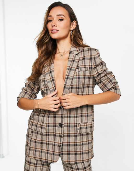 FhyzicsShops DESIGN extreme man suit blazer in brown plaid