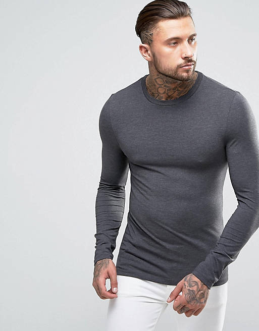 ASOS DESIGN extreme muscle fit long sleeve t-shirt with crew neck in ...