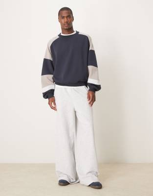 Asos Design Extreme Oversize Boxy Sweatshirt With Color Block Panels In Brown