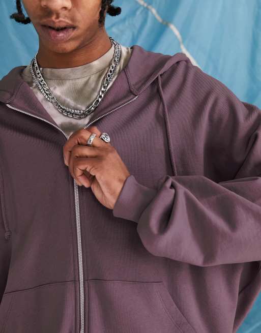 ASOS DESIGN – Extreme Oversize-Kapuzenjacke in verwaschenem Lila mit Reißverschluss, 3 von 4
