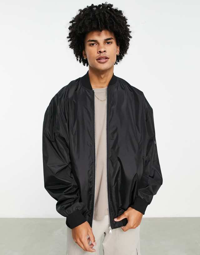 ASOS DESIGN extreme oversized bomber jacket in black