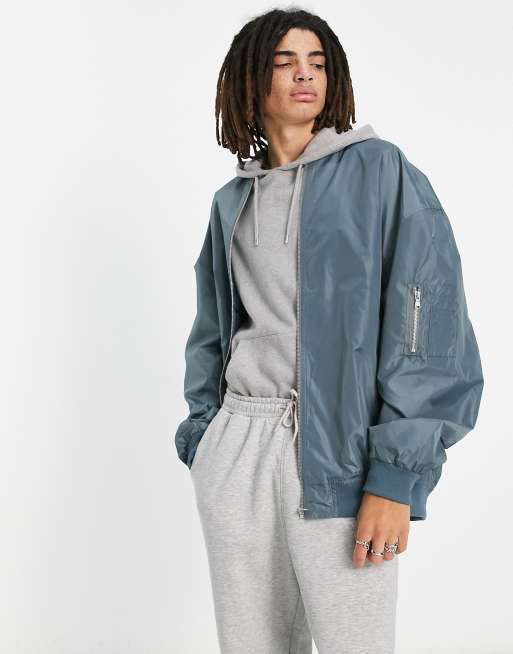 ASOS DESIGN extreme oversized bomber jacket in blue