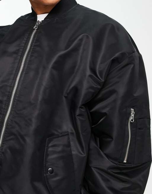 ASOS Faux-Leather Bomber Jacket in Metallic for Men