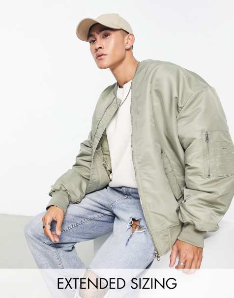 ASOS DESIGN extreme oversized bomber with MA1 pocket in green - view 1