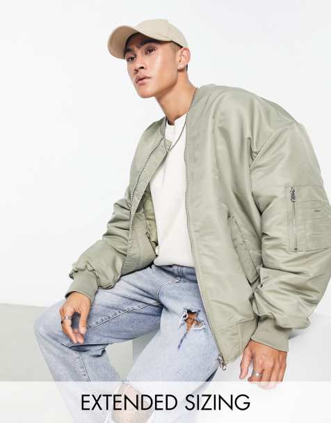 ASOS DESIGN extreme oversized bomber with MA1 pocket in green