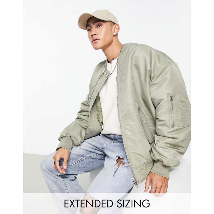 ASOS DESIGN extreme oversized bomber with MA1 pocket in green