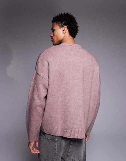 ASOS DESIGN extreme oversized boxy fit knit sweater in pink, 3 of 5