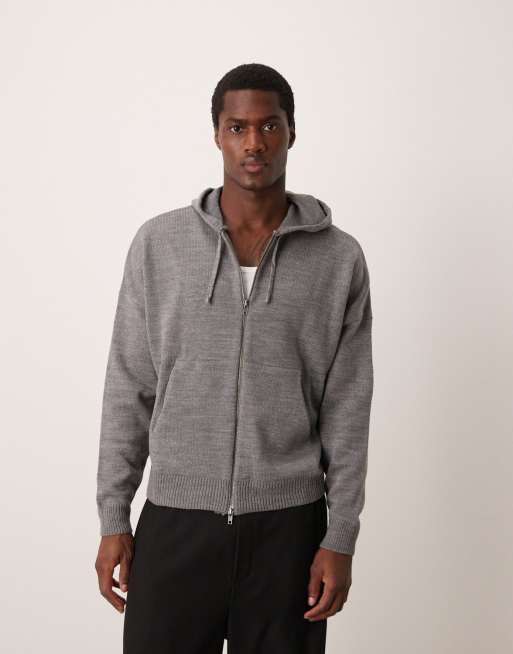 ASOS DESIGN extreme oversized boxy fit knitted hoodie in gray heather