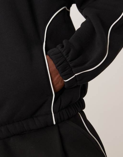 ASOS DESIGN extreme oversized boxy hoodie with piping in black - part of a set