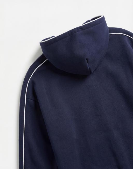 ASOS DESIGN extreme oversized boxy hoodie with piping in navy