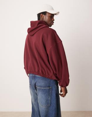 ASOS DESIGN extreme oversized boxy hoodie with underarm panels in burgundy