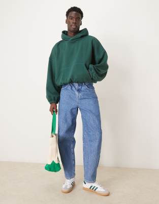 ASOS DESIGN extreme oversized boxy hoodie with underarm panels in dark green