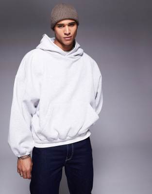 extreme oversized boxy hoodie with underarm panels in gray heather