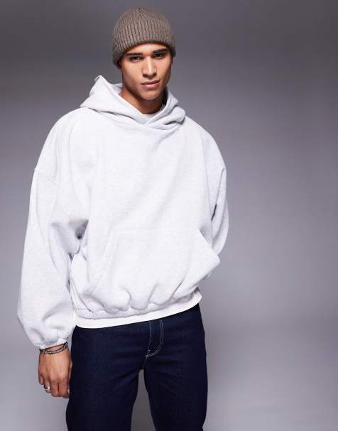 ASOS DESIGN extreme oversized boxy hoodie with underarm panels in grey marl - view 1