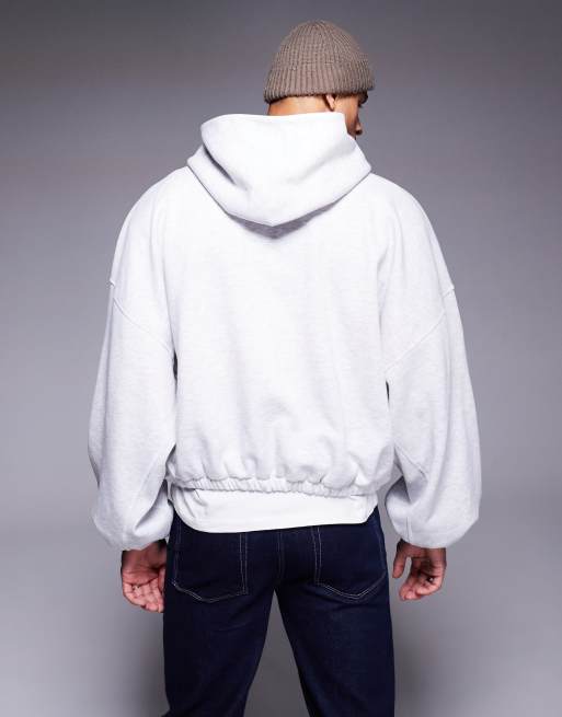 ASOS DESIGN extreme oversized boxy hoodie with underarm panels in grey marl, 2 of 4