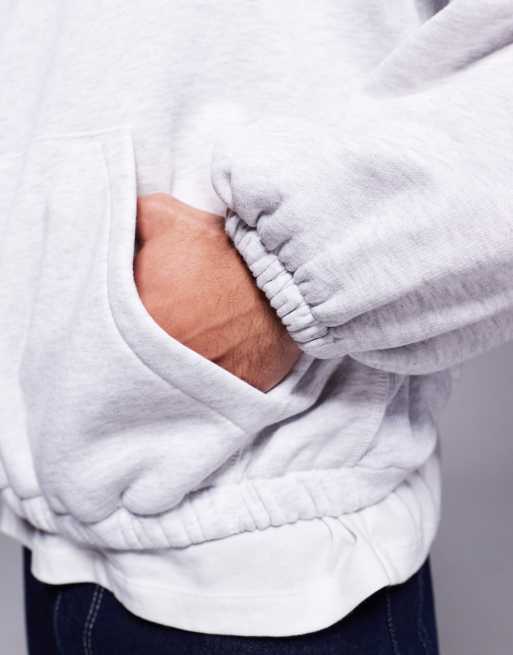 ASOS DESIGN extreme oversized boxy hoodie with underarm panels in grey marl, 3 of 4