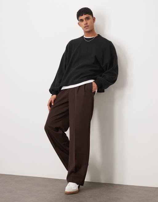 ASOS DESIGN - Extreem oversized rechte lichtgewicht trui met geborstelde textuur in zwart