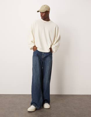 Asos Design Extreme Oversized Boxy Lightweight Sweatshirt In White