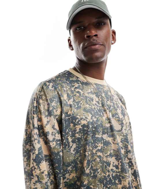ASOS DESIGN extreme oversized boxy long sleeve sporty mesh t-shirt in camoflage print, 3 of 4