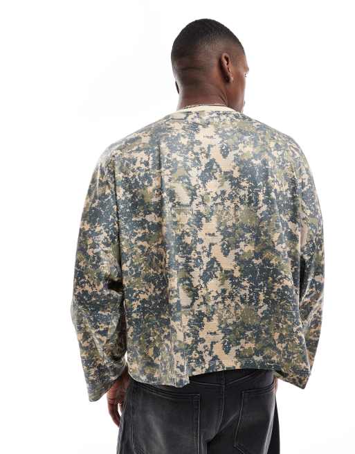 ASOS DESIGN extreme oversized boxy long sleeve sporty mesh t-shirt in camoflage print, 4 of 4