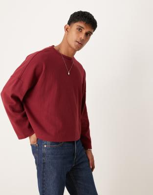 Asos Design Extreme Oversized Boxy Long Sleeve T-shirt In Red