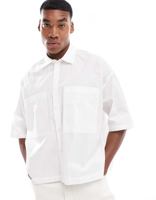 ASOS DESIGN extreme oversized boxy shirt in white, 2 of 4