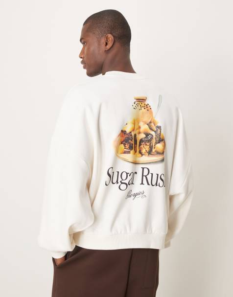 ASOS DESIGN extreme oversized boxy sweatshirt in off white with back print - view 1
