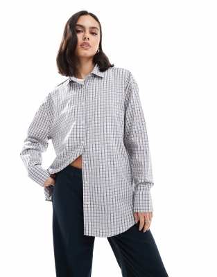 extreme oversized boyfriend shirt in plaid-Multi