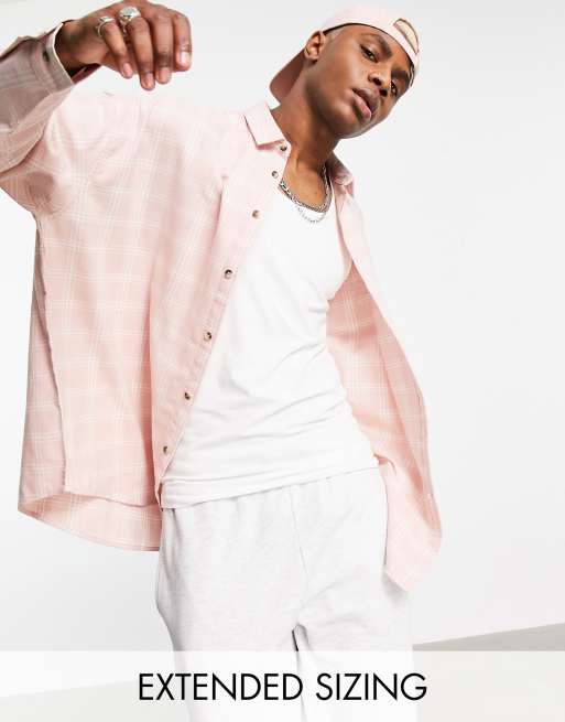 Pink oversized sale check shirt