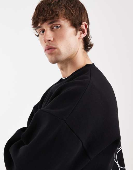 ASOS DESIGN extreme oversized crew sweatshirt with city graphic in black (part of a set), 4 of 5