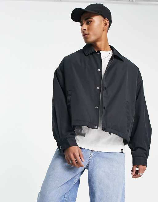 ASOS DESIGN extreme oversized cropped coach jacket in black | ASOS