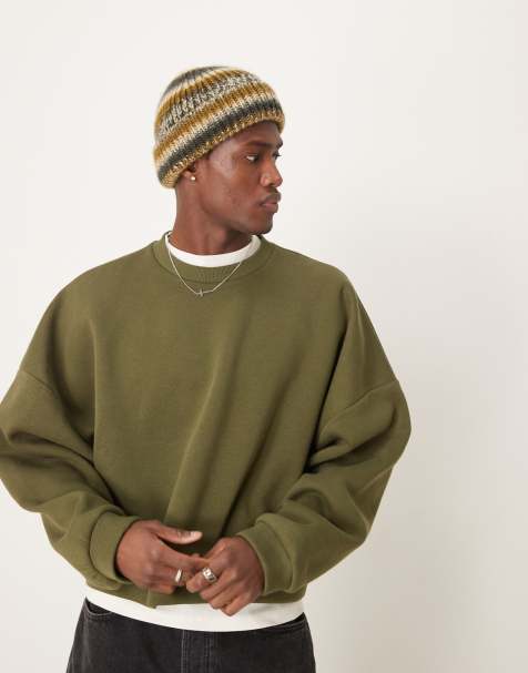 ASOS DESIGN extreme oversized cropped sweatshirt in khaki - view 1