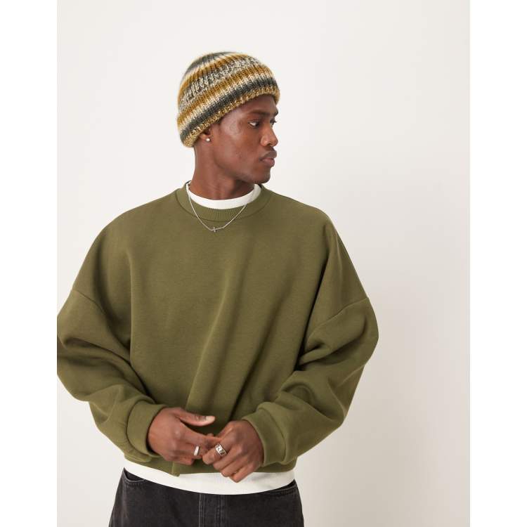 ASOS DESIGN extreme oversized cropped sweatshirt in khaki | ASOS