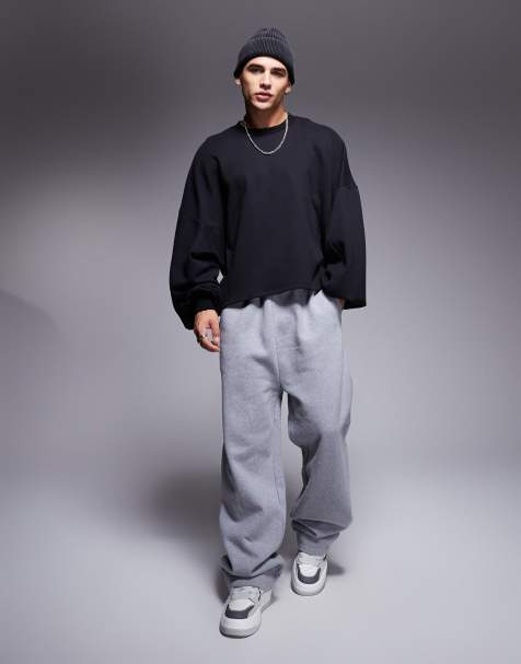 ASOS DESIGN extreme oversized cropped sweatshirt with paneling in black - view 1