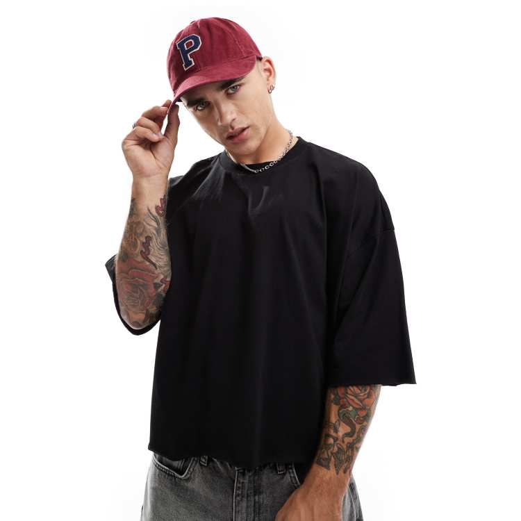 ASOS DESIGN extreme oversized cropped T-shirt in black | ASOS