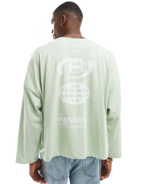 ASOS DESIGN extreme oversized cropped t-shirt with street back print in light khaki - view 1