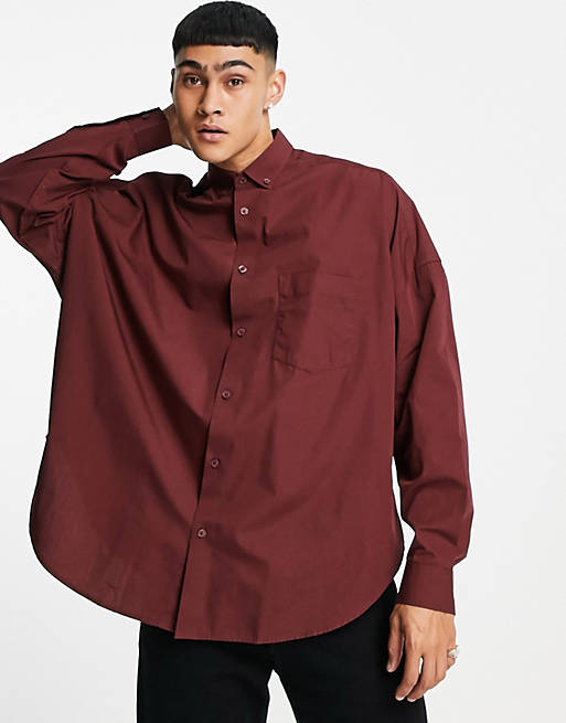  extreme oversized dad shirt in brown 