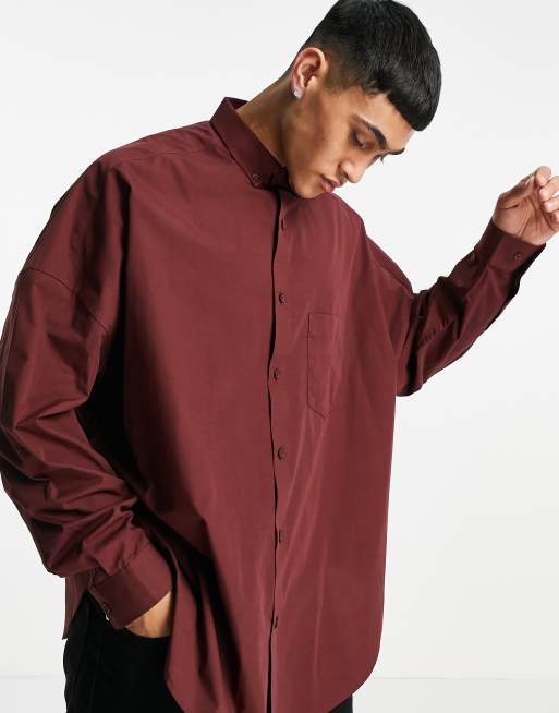 ASOS DESIGN extreme oversized dad shirt in brown, 3 of 4