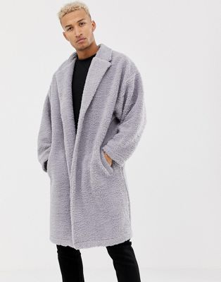 ASOS DESIGN extreme oversized duster jacket in grey borg | ASOS