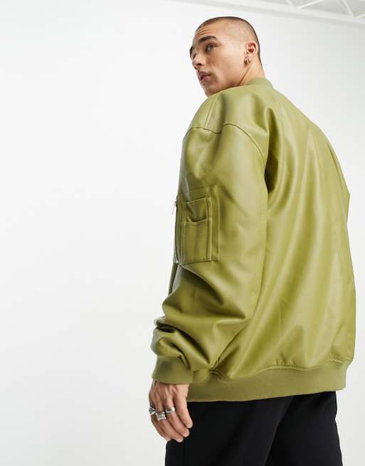 ASOS Edition oversized bomber jacket in green