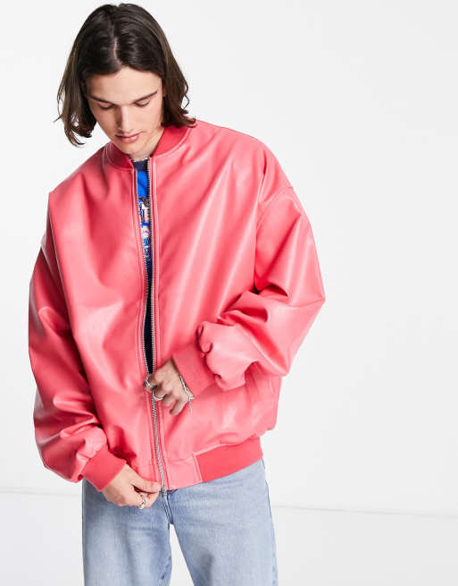 Asos pink 2025 leather jacket