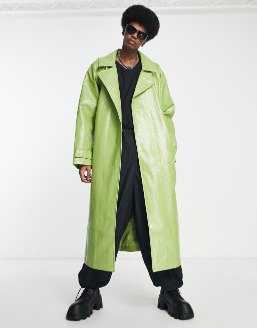 Asos green leather on sale jacket