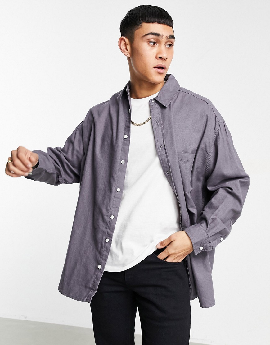 ASOS DESIGN extreme oversized flannel shirt in charcoal-Grey