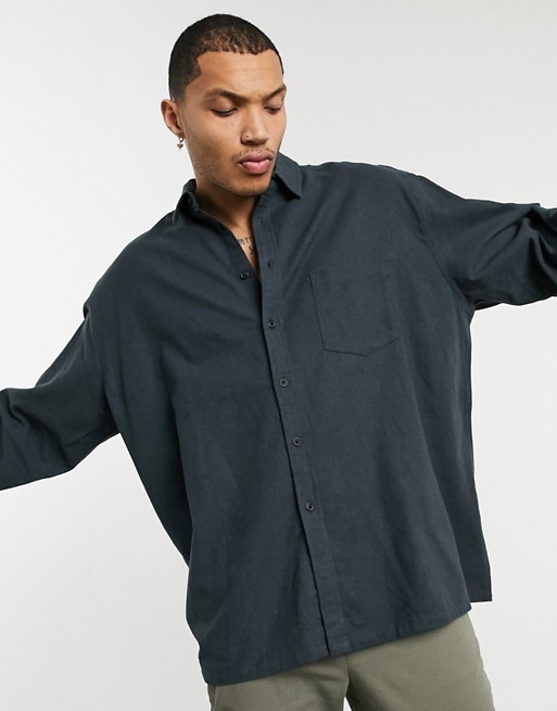 ASOS DESIGN extreme oversized flannel shirt in grey