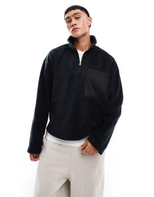 ASOS DESIGN ASOS DESIGN extreme oversized fleece sweatshirt with quarter zip in black