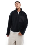 [ASOS DESIGN] ASOS DESIGN extreme oversized fleece sweatshirt with quarter zip in black S BLACK